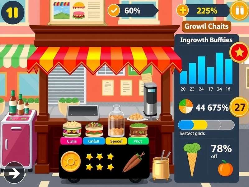 Tasty Chaat Rush gameplay screenshot showing vibrant street food stall